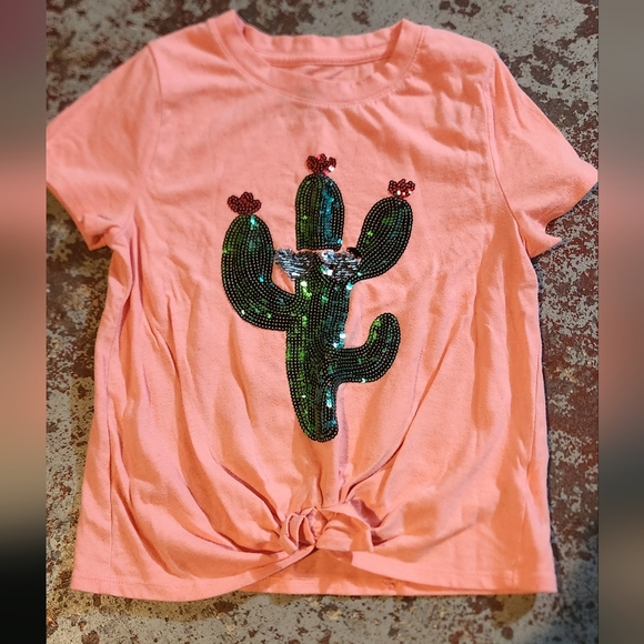 Wonder Nation Pink Tee with Sequin Cactus - Picture 1 of 2